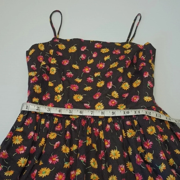 Joan & Lucy Black Pink Yellow Daisy Floral Spaghetti Strap Retro Dress A11 - Picture 4 of 6